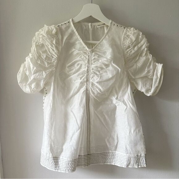 Ulla Johnson Celia Silk Blouse White Sheer - Picture 5 of 9